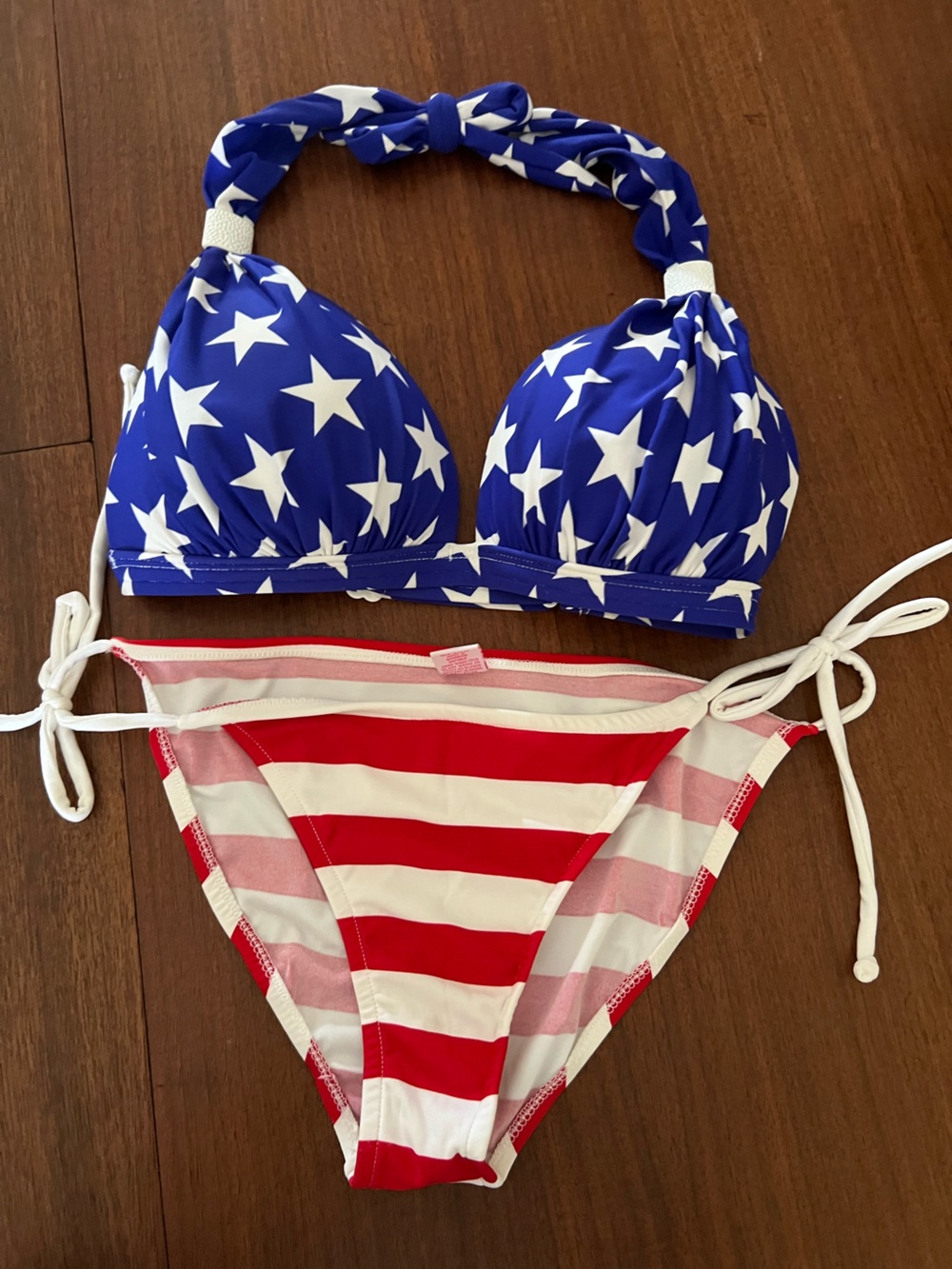 VENUS Red & White Striped Bikini Bottoms and top